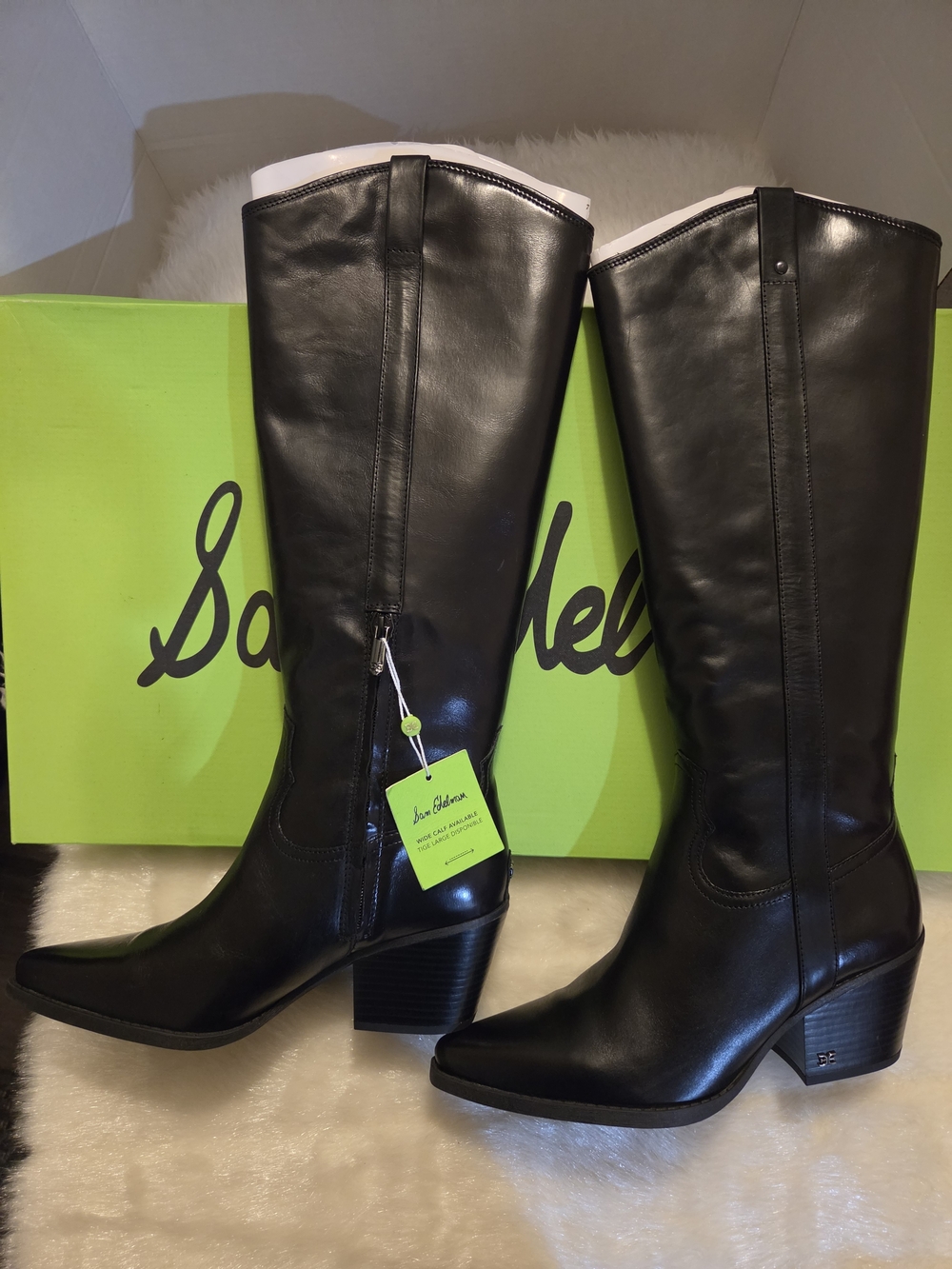 Sam Edelman Women's Black WYATTKnee-High Leather Boots